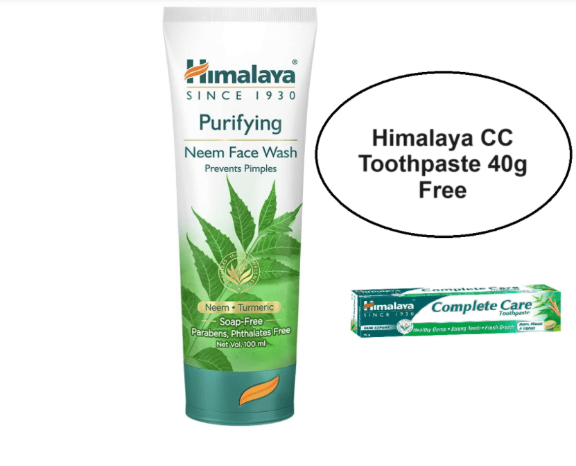 Himalaya Purifying Neem Face Wash - 100 ml + Free Himalaya CC Toothpaste 40g