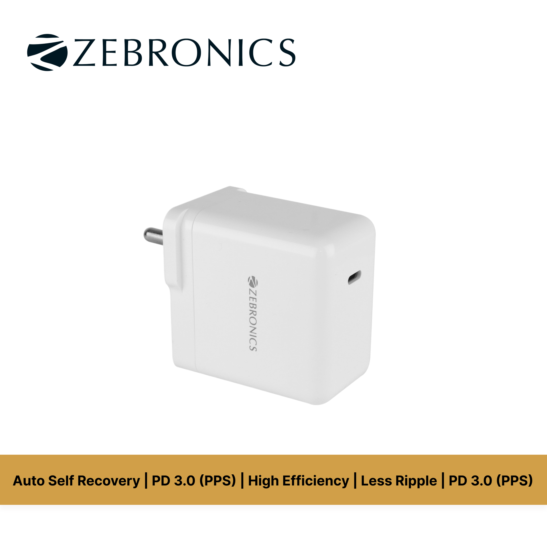 Zebronics Type C Mobile Charger MA204 | 45W (MAX) | Rapid Charge | Built In Protection | Less Ripple | Auto Self Recovery | Wide Input Range