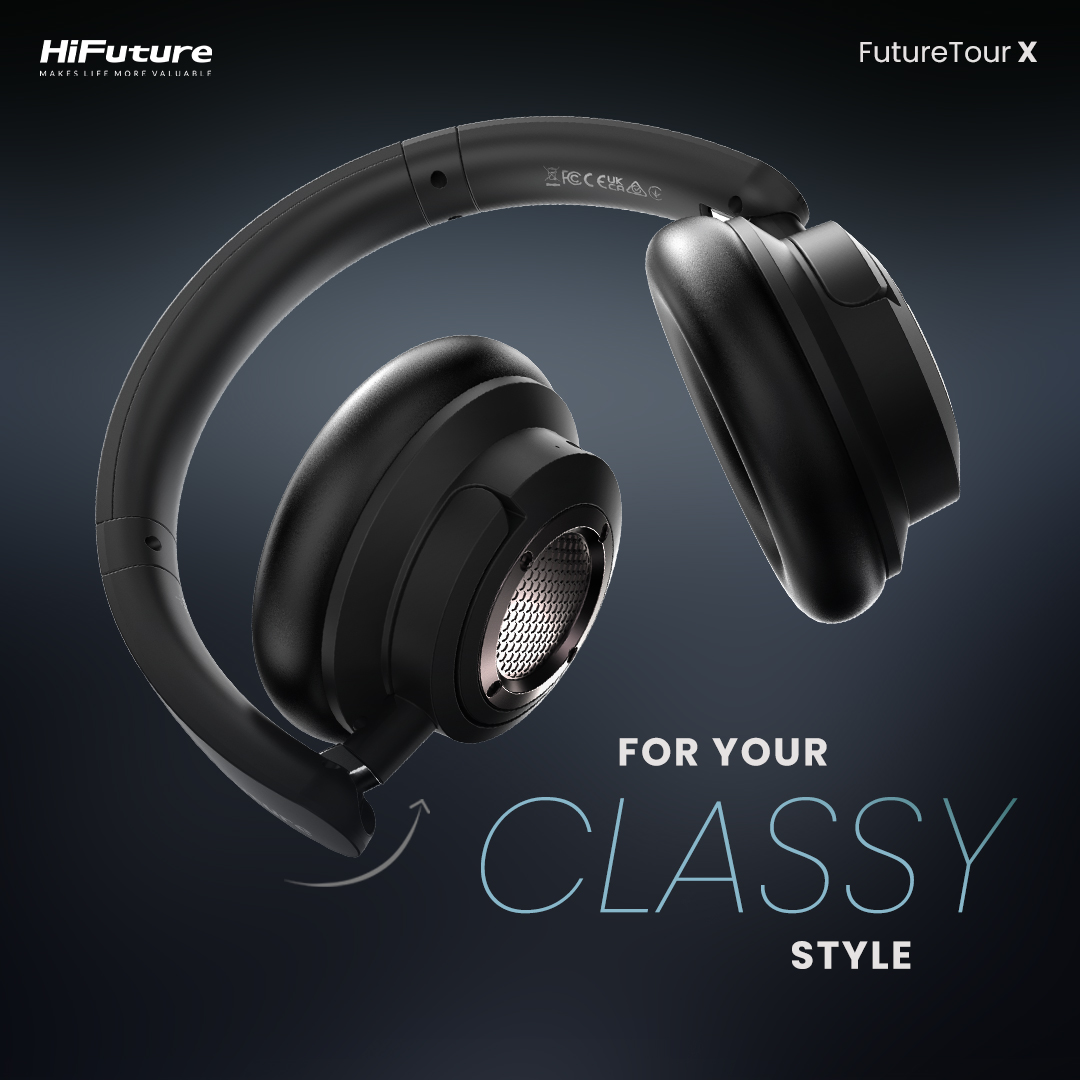 HiFuture TourX Headphone | Hybrid ANC | AI-Enhanced Calling | Universal Comfort Fit | Wireless Version 5.2 | 35 Hours Battery Life | AUX Cable Included | Rotatable And Foldable Design | Perfect Travel Buddy - LanizHub - Image 6