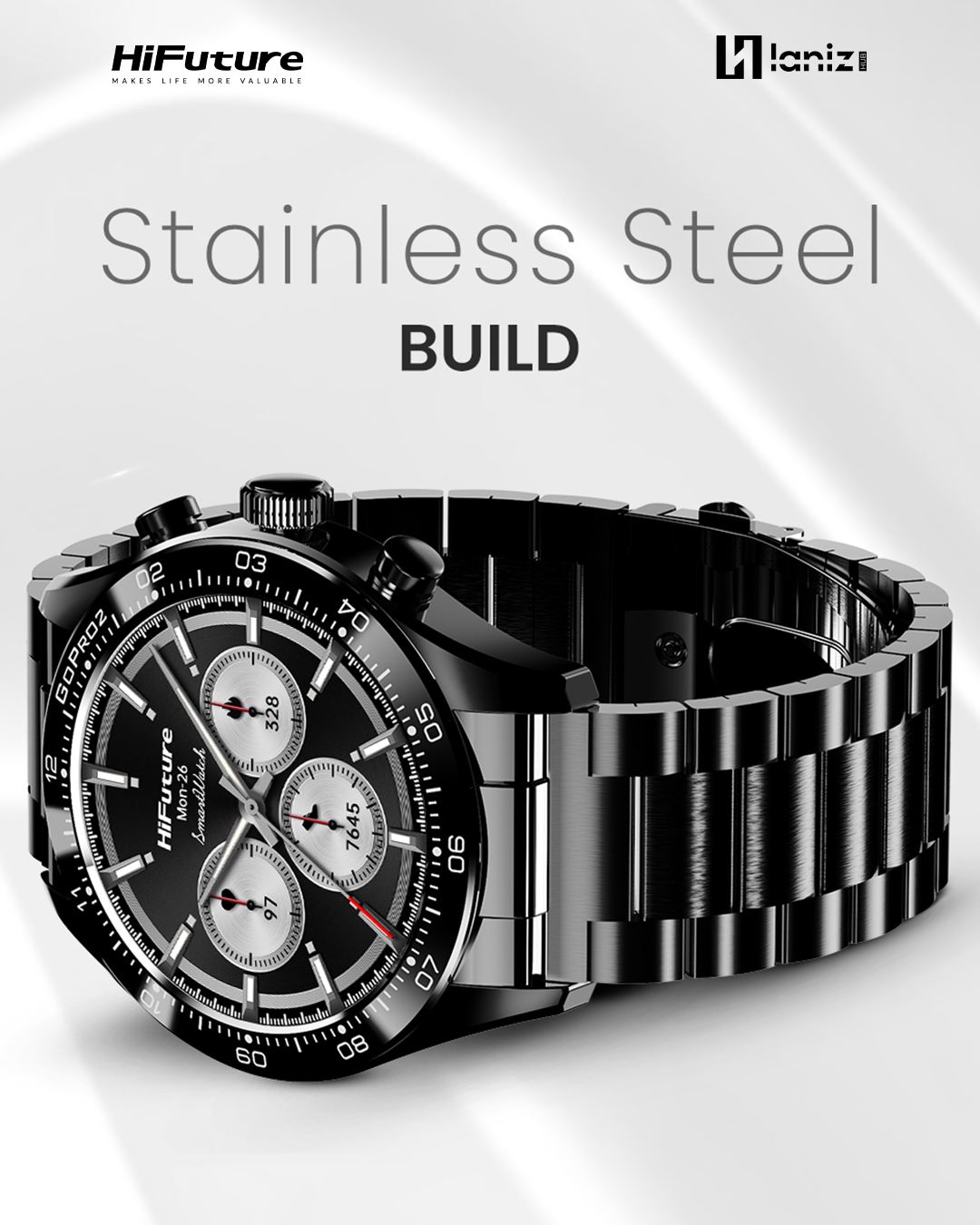 HiFuture Go-Pro2 Smartwatch | 1.32" Amoled Display | 1 ATM Water Resistance | Wireless Calling | 10 Days Battery Backup | Stainless Steel | Dual Core CPU | AI Enhanced Health Monitoring | Powered By Syntra AI - LanizHub - Image 8