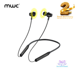 MWC MBN03 (New Launched) | Bluetooth 5.3 Neckband | 360 Degree Surround Sound Cavity | 10mm Driver | Hi-Fi Audio | Premium Quality | Powerful Sound | Black