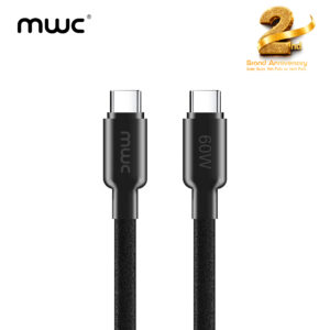 MWC Quantum QCC60 Data Cable | USB-C to USB-C Ultra-Premium Quality Cable | 60W High Speed Charging Cable | 40000+ Bend Lifespan | Fireproof & Burning Retardi, Silicon Gel Material