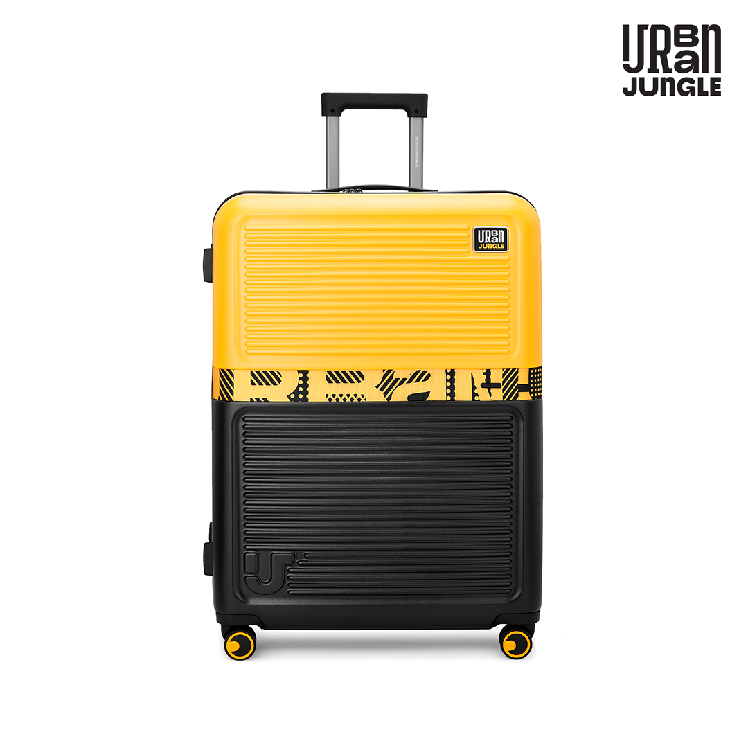 URBAN JUNGLE TAXI Hard Luggage ( Medium ) | 100% Polycarbonate Shell | 8 Wheels | Recessed TSA Lock | USB Charging Port | Anti Theft Zipper