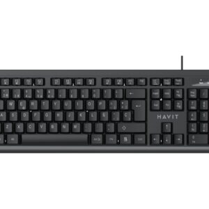 HAVIT KB376 | USB Keyboard | English Font | Multimedia Keyboard | Office Keyboard | With NumberPad | Basic Keyboard | Black