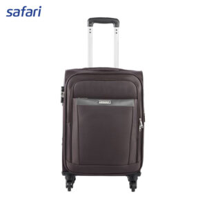 SAFARI PERGO Soft Luggage | (Small) | 4 Wheels | Premium Dual Tone Fabric | Push Button Trolley | 2 Front Pockets | Fixed Combination Lock | Secure Zipper