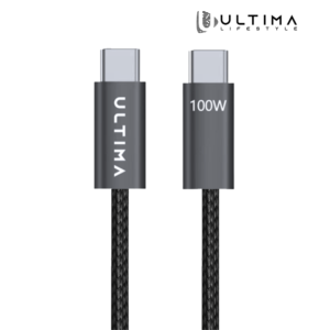 Ultima Flow 100 | 100W Type C to C Fabric Braided Cable | Super Fast Charging Charges Laptops | E-Mark IC Protects Battery Health | USB 2.0 For Fast Data Transfer | 1 Year Replacement Guarantee