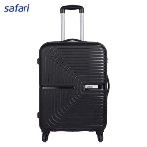 SAFARI ECLIPSE SECURE Hard Luggage | (Medium) | 100% Polypropylene | 4 Wheels | Fixed Combination Lock | Secure Zipper | Shoe Pouch