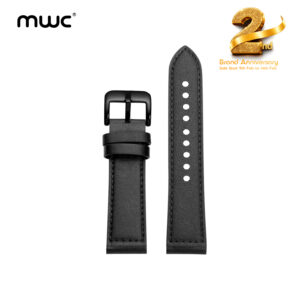 MWC Leather & Silicon Mixed Strap | Premium Quality | 22mm | Black