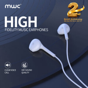 MWC MWE50 | Hi-Fidelity Wired Out-Ear Earphone | 14.2mm Dynamic Speaker | 1.2m TPE Cable | 3.5mm Audio Pin | Deep & Clean Bass | 6 month Warranty