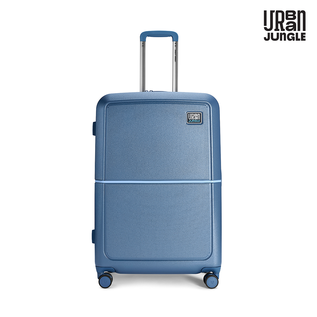 URBAN JUNGLE AZURE Hard Luggage ( Large ) | 100% Polycarbonate Shell | 8 Wheels | Keyless TSA Lock | USB Charging Port | Anti Theft Zipper