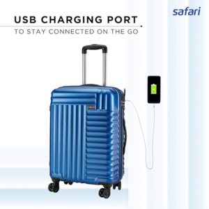 Safari Apex 8 Wheels Hard Luggage (Medium) | 100% Polycarbonate | Fixed Combination Lock | USB Port