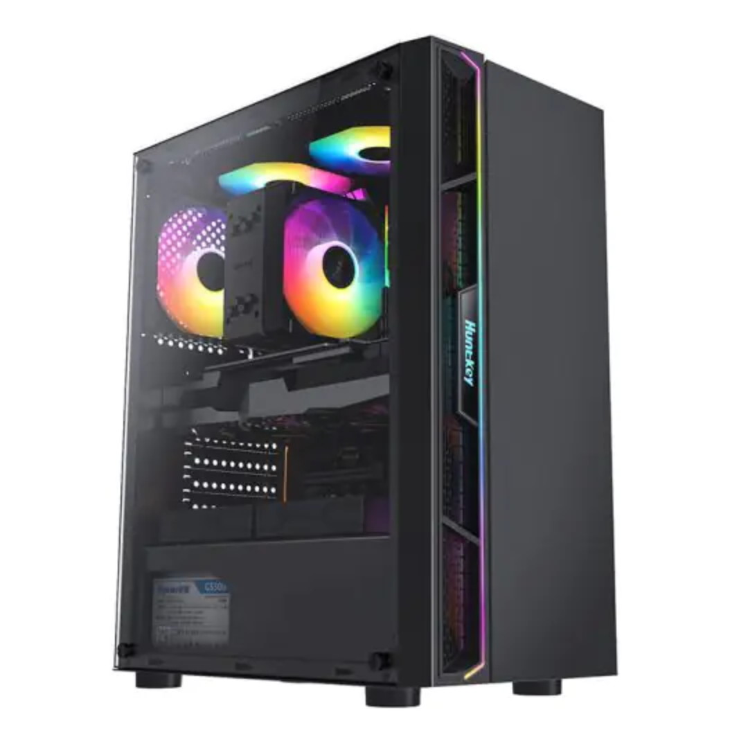HUNTKEY RGB Gaming PC Case GS450S Predator | 3PC free RGB Fan | Tempered Glass | High Airflow | 1 Year Warranty