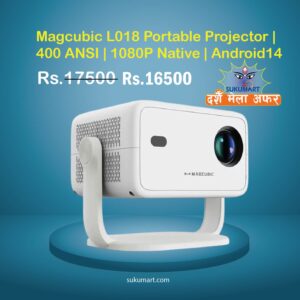 Magcubic L018 Portable Projector | 400 ANSI | 1080P Native | Android14 | 4K Support. 180° Rotation, Auto keystone/focus | WiFi 6 | BT 5.2 for Home/Travel