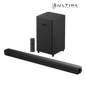 Ultima Wavebar 200W Soundbar with 200W Output | 2.1 Channel | Wireless Subwoofers | EXTRA BASS | 3EQ Modes | Remote Control | Wall Mount Soundbar