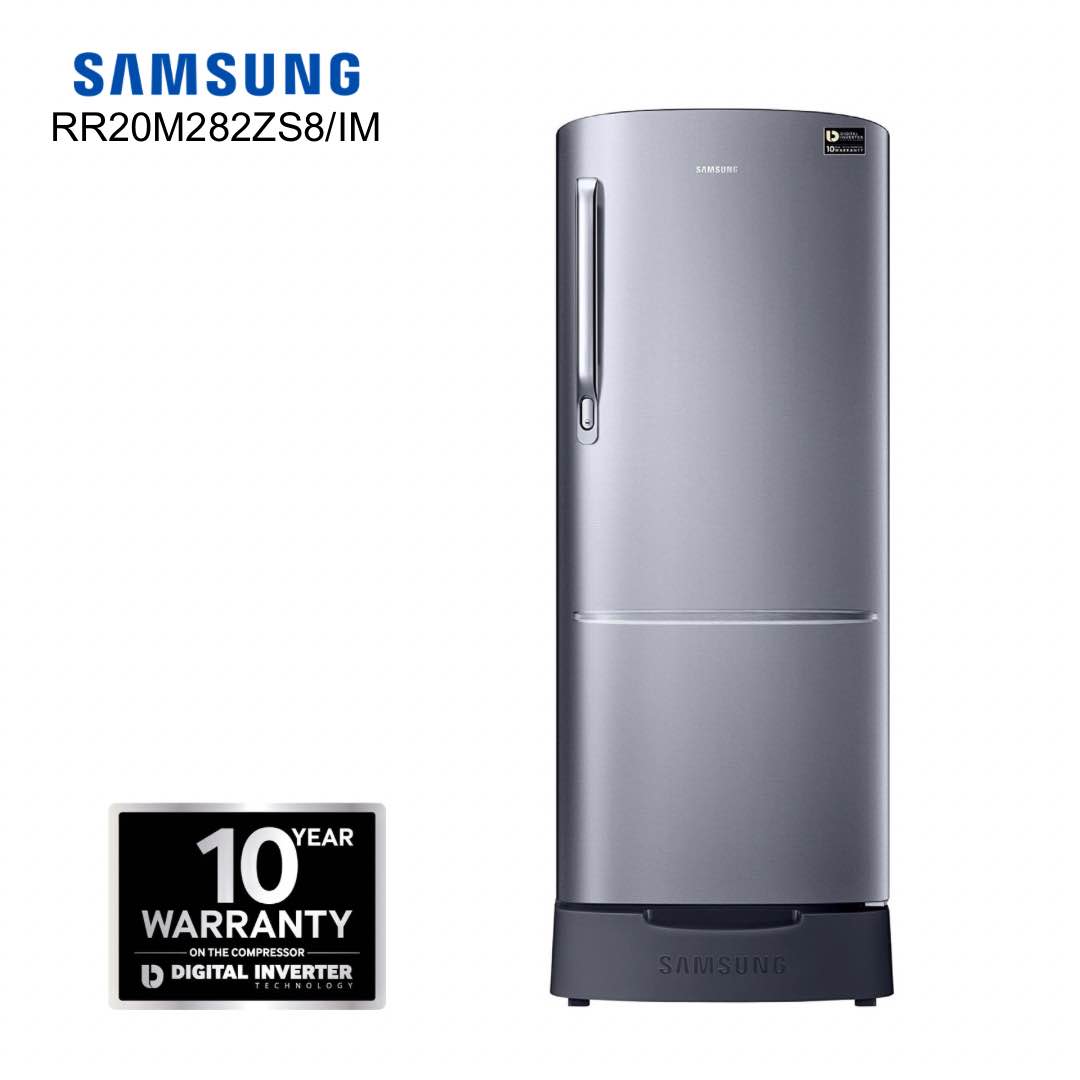 SAMSUNG RR20M282ZS8/IM 192 Litres Direct Cooling Digital Inverter Single Door Refrigerator With Base Stand Drawer