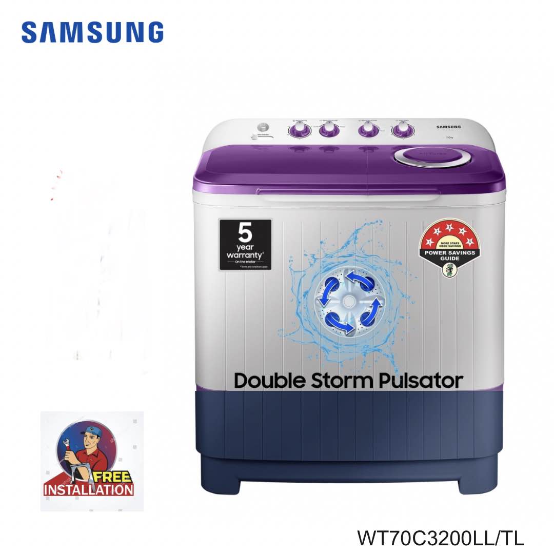 SAMSUNG 7 Kg Semi Automatic Top Load Washing Machine With Double Storm Pulsator WT70C3200LL/TL