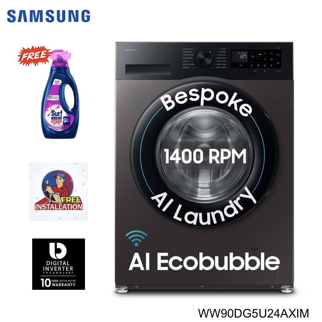 SAMSUNG 9 Kg Washing Machine With AI Eco Bubble WiFi Embedded & Smart Thing Connectivity WW90DG5U24AXIM