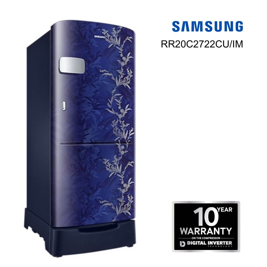SAMSUNG RR20C2Z226U/IM 192 Litres Single Door Refrigerator with Stylish Grande Design (Flower Pattern Blue)
