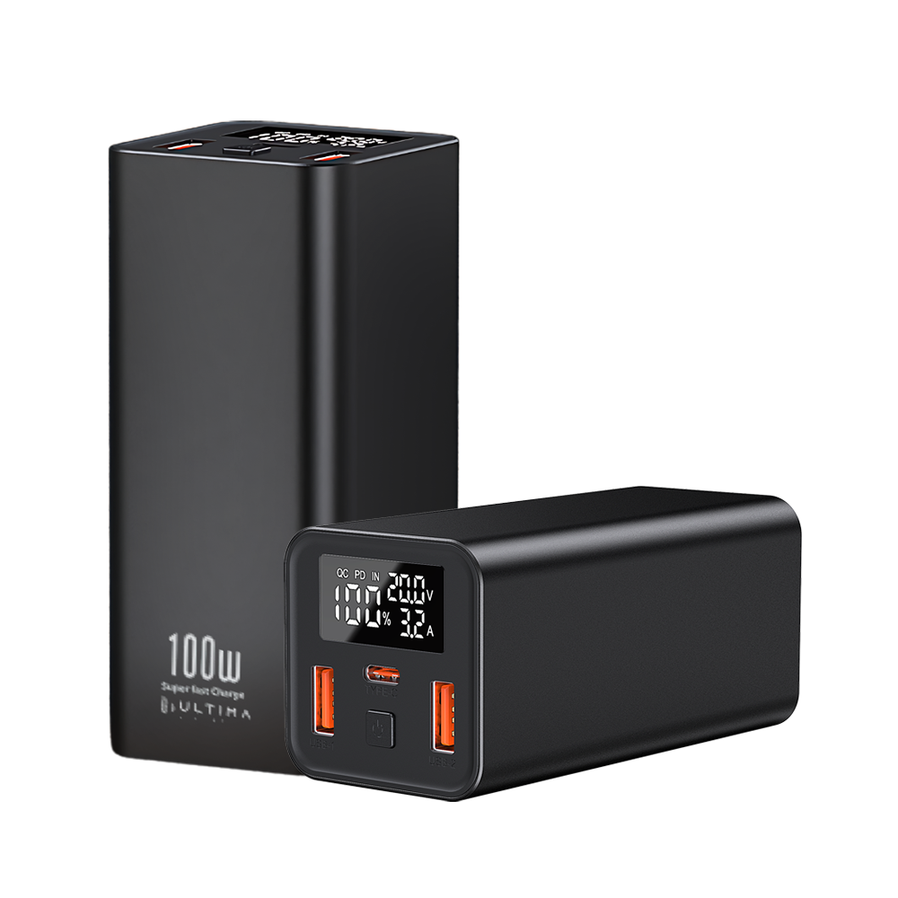 Ultima 20K Ultra Max | 100W Power Delivery | 20000 mAh | Fast Charging | Full Metal Body | Multi Layers Fire Protection | LED Display | Triple Ports | Supports PD, QC3.0, Universal Compatibility | 2 Way Charging | ChargeSafe Technology Power