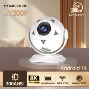 Magcubic HY300F Android 14 8K 300 Ansi MINI Projector LED Wifi6 BT5.4 Projectors Creative Football Styling Movie Home Theater