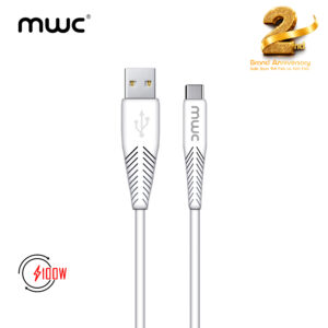 MWC MUC100W Data Cable | USB-A to Type-C 100W Ultra-Fast Charging Cable | Hign quality TPE/PVC | USB 3.1 | 5A - White