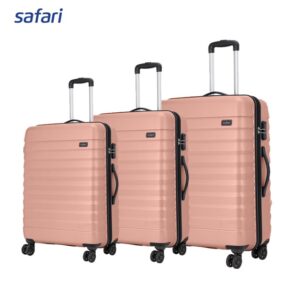 SAFARI SONIC SECURE Hard Luggage | (3 Pcs Combo Set) | 100% Polycarbonate | 8 wheels | Fixed Combination Lock | Anti Theft Security Zipper | Shoe pouch