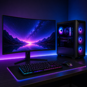Desktop Gaming Computer Set i7 14th Gen | 512GB SSD | 16GB RAM | 27 inch Curved Gaming Monitor | 6GB MSI Graphics Card | MSI Z760 Board