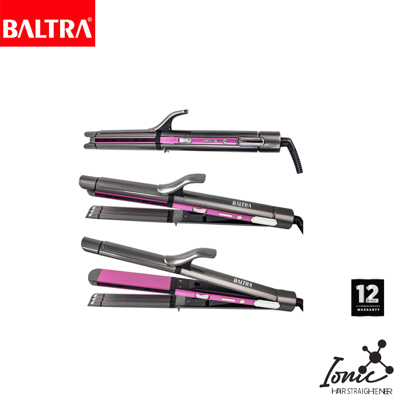 BALTRA Multi Hair Styler | Baroque | 3-in-1 multi functional hair iron | 100W | Ceramic coated barrel | PTC Heating element | Barrel size: 105*32 mm | 45 min auto off | Temperature control 120-220°C | Ionic rays to prevent hair damage | 12 months warranty