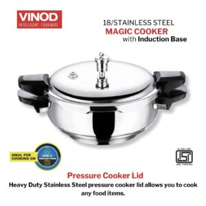 VINOD 3 in 1 Smart 3.5 Litres Hard Anodised Induction Based With Outer Lid Cooker ( Cooker + Strainer + Server )