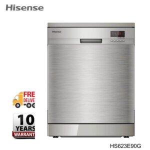 Hisens HS623E90G 15 Place Settings Free Standing Dish Washer (Metallic Silver)