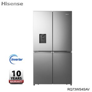 Hisens RQ73WC4SAV 609 Litres Inverter 4 Crossed Door Refrigerator With Water Dispenser