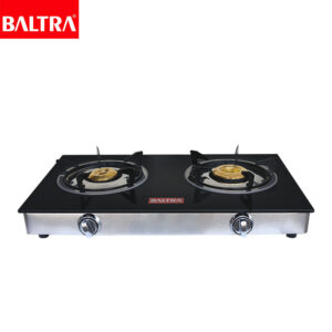 BALTRA 2 Burner Gas Stove | Grand+2 | Auto Ignition | Imported heat proof toughened glass top | High fuel efficiency brass burner | SS drip tray and metal knob | Heavy pan support | 360° nozzle