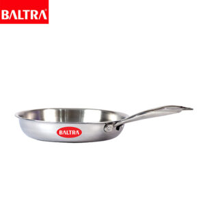 BALTRA Fry pan | Triply | 26cm | Tri layer SS cookware | Strong and durable extra thick gauge | Easy to clean | Sturdy handle | 5 year warranty