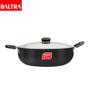 BALTRA Kadhai | Megna | 28cm | Heats quickly & evenly retains heat | Heavy gauge pure virgin aluminium for low oil cooking | Comes with SS lid | 24 months warranty