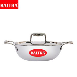 BALTRA Kadhai | Triply | 28cm | Tri layer SS cookware | Strong and durable extra thick gauge | Easy to clean | Sturdy handle | 5 year warranty