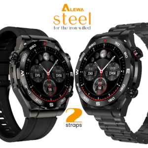 Alewa Steel Smart Watch | Stylish Steel & Sports Band | 1.4 inch AMOLED Display | 100+ Sports Modes | IP68 Waterproof | upto 10 days Battery life | Menstrual Reminder | Blood Pressure sensor