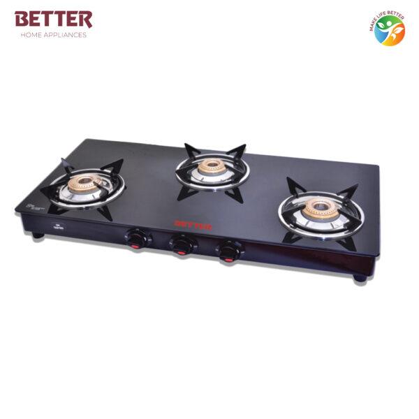 Better Titan 3 LPG Gas Stove Toughened Glass Stove Three Burner